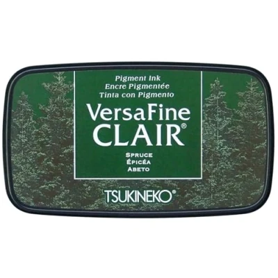 Image of Tsukineko VersaFine Clair Ink Stamping Green, Spruce Large Opaque, Waterproof, Archival Embossing, pad Size: 7.6 x 3.5 cm