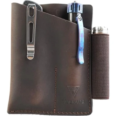 Image of VIPERADE PJ12 EDC Leather Sheath, Multitool Sheath/Tools Holster/Knife Belt Sheath/Flashlight Sheath for Leatherman Multitools/Knife Handmade Organizer with 2 Pockets Brown