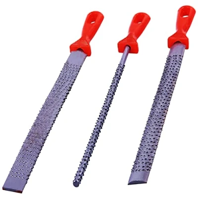 Image of 3 pcs Carbon Steel Rasp File Set New Carpenter Wood Tools Flat Half Round 8 Inch Professional Workshop DIY 200MM UK Free P&amp;P
