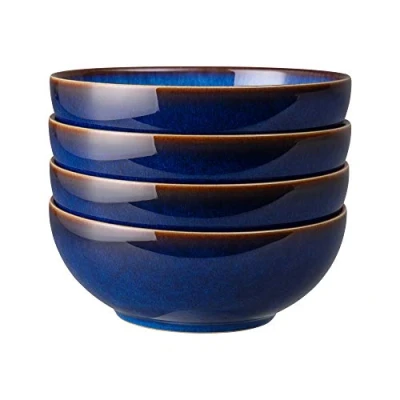 Image of Denby Blue Haze Cereal Bowls Set of 4 Dishwasher Microwave Safe Crockery Ceramic Stoneware Tableware