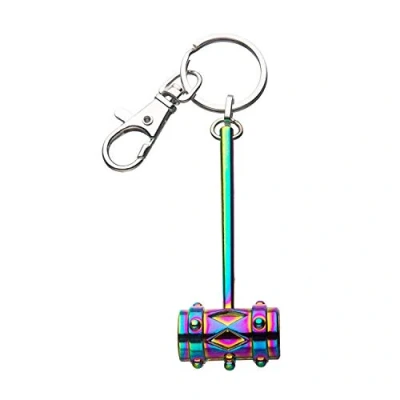 Image of DC Comics Birds of Prey Harley Quinn 3D Mallet with Rainbow Finish Metal Key Chain