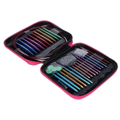 Image of DEWIN Interchangeable Circular Knitting Needles Aluminum Needle Sets 26Pcs/Set