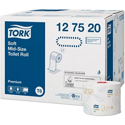 Image of TORK 127520 Soft Toilet Roll, Mid Size (Pack of 27)