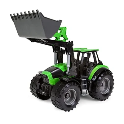 Image of Lena 4613 Deutz Worxx Model Fahr Agrotron 7250 TTV with Front Loader, Approx. 45 cm, Agricultural Toy Vehicle for Children Aged 3 and up, Robust Tractor Functional Loading Shovel, Green