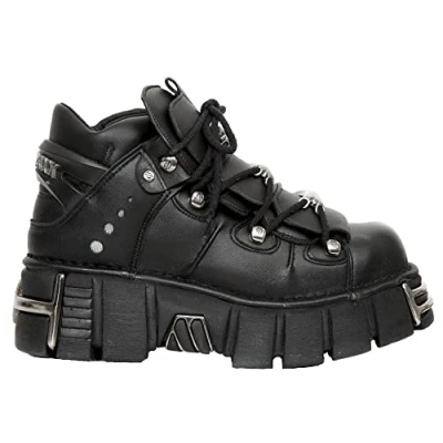 Image of New Rock M 106 VS1 Unisex Metallic Black Vegan Leather Gothic Punk Boots 42