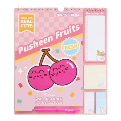 Image of Grupo Erik Pusheen Wall Planner 2025 Monthly 16 Months Sep 2024 Dec 11.8 x 13.4 inches 30 34 cm With Stickers/Pen/Shopping List Gifts Merchandise