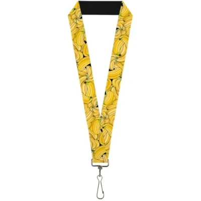 Image of Buckle Down Women&#039;s Lanyard 1.0&quot; Vivid Banana Bunches Stacked Key Chain, Multicolor, One Size