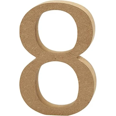 Image of Wooden MDF Number 8 Size 8cm Tall Free Standing For Arts &amp; Crafts Personalized Name Decor