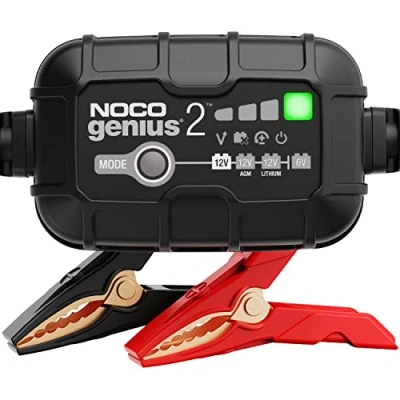 Image of NOCO GENIUS2UK, 2A Car Battery Charger, 6V and 12V Portable Smart Maintainer, Trickle Charger Desulfator for AGM, Leisure, Lithium, Motorbike, Motorcycle Caravan Batteries