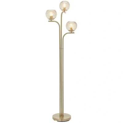 Image of Dimple Complete Floor Lamp Satin Brass Plate, Champagne Lustre Glass