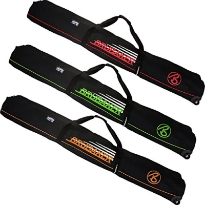 Image of BRUBAKER &#039;Race Champion&#039; Ski Bag with Wheels for 2 Pairs of Skis Black Orange 170 cm / 66 7/8&quot;