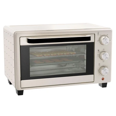 Image of HOMCOM Mini Oven, 21L Countertop Electric Grill, Toaster Oven with Adjustable Temperature, Timer, Baking Tray and Wire Rack, 1400W, Cream