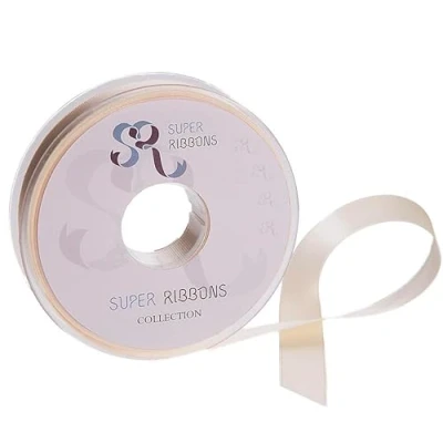 Image of SR SUPER RIBBONS®™ Full Reel 15mm Double Faced Satin Ribbon, 20 Metres on Cream