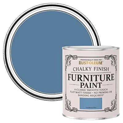 Image of Rust Oleum Blue Upcycled Furniture Paint in Chalky Finish Cornflower 750ml