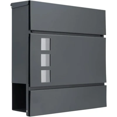 Image of MONZANA® Modern Letter Box Post Mail with Newspaper Roll Slot Compartment Viewing Window Lockable 2 Keys Wall Mounted Mailbox Waterproof Anthracite Grey
