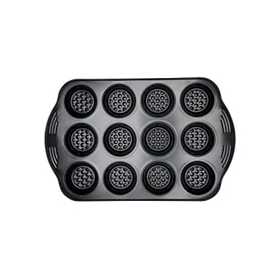 Image of Prestige Aerolift Muffin Tins Non stick 12 Cup Bakeware Cushion Base Fridge Freezer and Dishwasher Safe Carbon Steel 41 x 27 4 cm