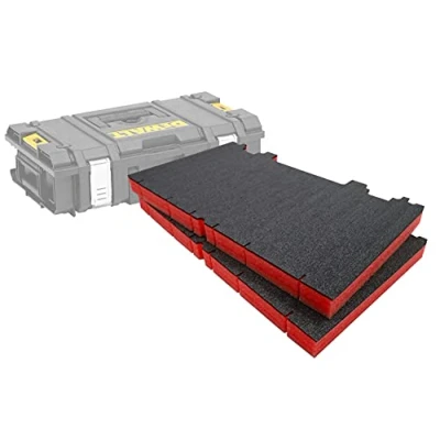 Image of Shadow Foam Easy Peel Toughsystem DS150/300 Insert [Red 30mm Twin Pack] Customisable for DeWalt Toolboxes Ideal Lean, 5S, Kaizen &amp; Custom Organisers