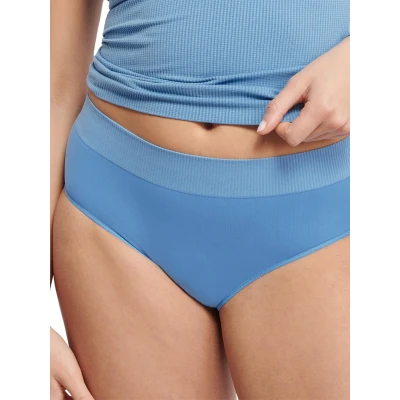 Image of Sloggi Womens EVER Infused Camomile High Waist Brief Blue Polyamide Size Large