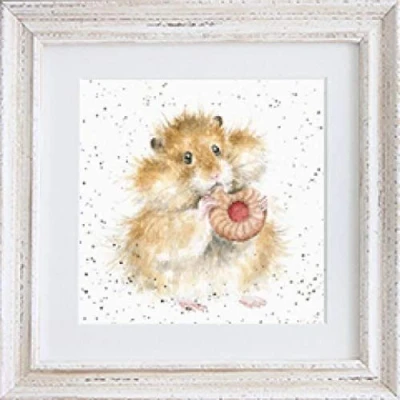 Image of Wrendale Designs The Diet Starts Tomorrow Hamster Framed Picture in Various Frame Colours (Distressed White)