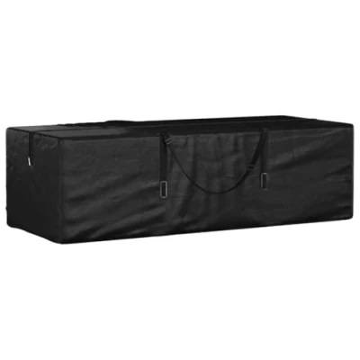 Image of vidaXL Garden Cushion Storage Bag Durable and Lightweight Polyethylene Material, Black UV Resistant Outdoor Accessories with Handles Zipper