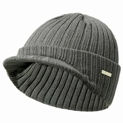 Image of ausuky Winter Warm Knit Hat Visor Brim Peaked Beanie Ski Cap Baseball Skull (Light Gary), One Size