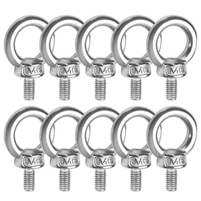 Image of M6 Lifting Eye Bolt 10Pcs, JatilEr 304 Stainless Steel Ring Bolts Hardware Nut, Shape Eyebolts Male Thread Screw for Living and Various Engineering Equipment