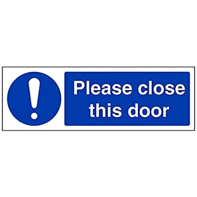 Image of V Safety Please Close This Door Sign 300mm x 100mm 1mm Rigid Plastic
