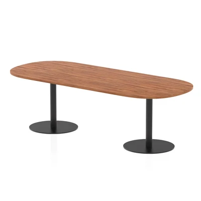 Image of Italia 2400mm Poseur Boardroom Table Walnut Top 720mm High Black Leg