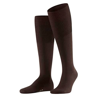 Image of FALKE Men&#039;s Airport M KH Wool Cotton Long Plain 1 Pair Knee High Socks, Brown (Brown 5930), 11.5 12.5