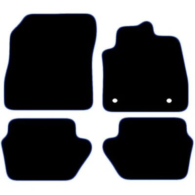 Image of Carsio Carpet Car Mats For Ford Fiesta 2017 Onwards 4 Piece Set Tailored Fit Floor Mat Complete Accessory Black Custom Fitted All Weather, Anti Slip Backing &amp; Blue Trim