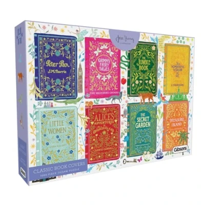 Image of Classic Book Covers 1000 Piece Jigsaw Puzzle Literature Sustainable for Adults Premium 100% Recycled Board Great Gift Gibsons Games