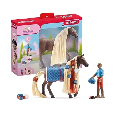 Image of schleich Horse Club 42586 Sofia&#039;s Beauties Styling Playset with Figurines 18 Piece Dream Riding Toy Set Leo and Rocky, Brushable Hair for Boys Girls, Toys Gift Kids Ages 4+
