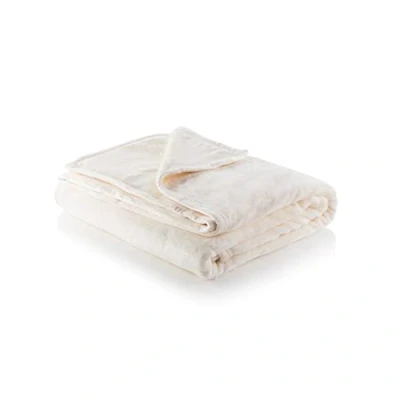 Image of Minky Super Soft Luxury Throw Blanket Machine Washable Blankets, Multipurpose, Plush Lightweight for Sofa, Bed &amp; Couch, Throw, Bedroom Accessories, Single 180cm x 135cm (Cream)