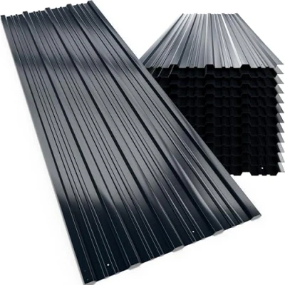 Image of GARDEBRUK® 12x Galvanised Metal Roofing Sheets Box Profile 129x46cm Coated 7m² Cladding Walling Sheeting Corrugated Roof Garage Shed Carport Greenhouse Panels Anthracite
