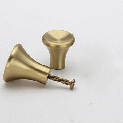 Image of Vogueing Tool Round Knobs Handle, 2pcs Brass Unrust Gold Contemporary Modern Furniture Cupboard Handles Drawer Dresser Handles/S Small Waist Shape