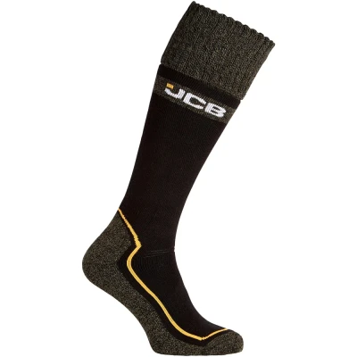 Image of JCB Socks Pro Tech Welly Premium Mens Boot 1 Pack Grey/Black Reinforced heels and toes UK 6 8.5 EUR 39 43