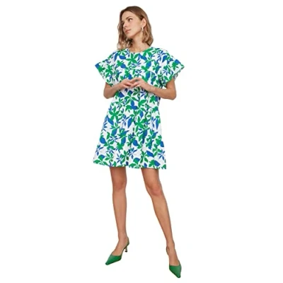 Image of Trendyol Women Mini Shift Regular fit Woven Dress Ecru