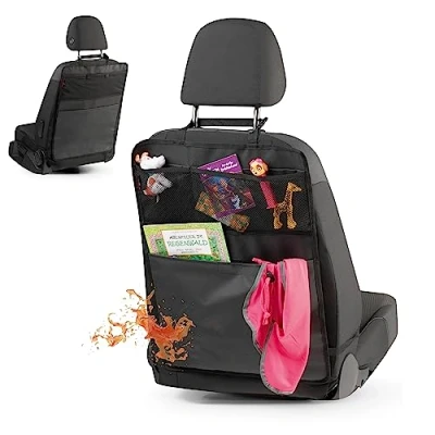 Image of Walser Jeremy Car Seat Organiser, Back Backrest Protector and Kick Protection, Black 12488