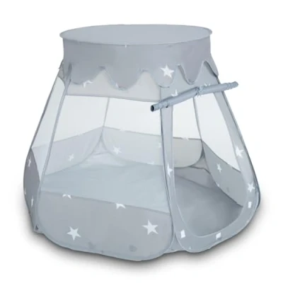Image of Selonis 105X90 Play Tent Castle House Pop Up Ballpit Plastic Balls For Kids, Grey