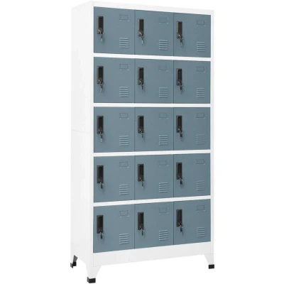 Image of vidaXL Locker Cabinet Light Grey and Dark 90x40x180 cm Steel