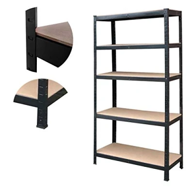 Image of DICN 5 Tier Layer Shelf Unit Storage Rack Shelving 180x90x40cm (HxWxD), Adjustable Level Boltless Metal for Home Office Garage 175kg Capacity Per (Black)