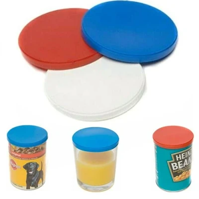Image of Can Tin Cover Plastic Lid Caps Pet Food Fresh Top Storage Reusable Dog Cat (6 x Covers)