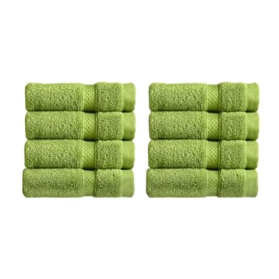 Image of Christy Chroma Face Cloths Set Pack of 8 Soft Velvety Smooth Bathroom Flannels Bold and Bright Body Wash 100% Cotton Cactus Green