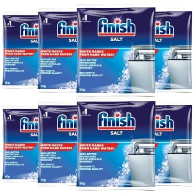 Image of Finish Dishwasher Salt Box, 8kg, Prevents Limescale Build Up, Effective against Hard Water (Pack of 2x4kg)