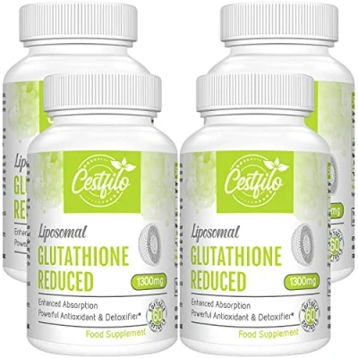 Image of Cestfilo Liposomal Glutathione Reduced 1300 mg, Active Form L Reductase (GSH), Powerful Antioxidant for Optimal Cell Protection (60 Count (Pack of 4))