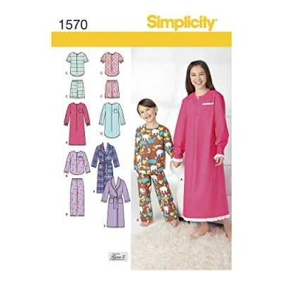 Image of Simplicity Sewing Pattern 1570: Child&#039;s, Girls&#039;, and Boys&#039; Loungewear, Size, Paper, White, K5 (7 8 10 12 14)