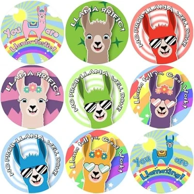 Image of 144 Llama Praise Words 30mm Reward Stickers for Teachers and Parents