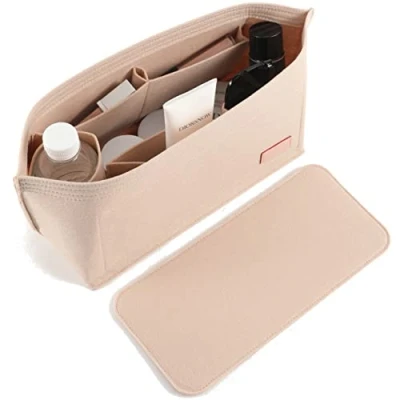 Image of Doxo Felt Organizer Insert Handbag&amp;Tote Purse Large with Zipper Bag Fits for Speedy and Neverfull MM beige Size: M
