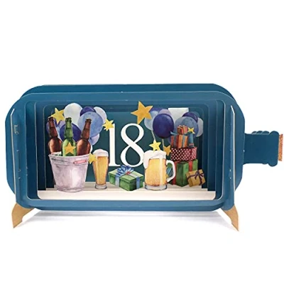 Image of Message in A Bottle Beer 18th Pop Up Birthday Greeting Card by Alljoy Cards MIB096