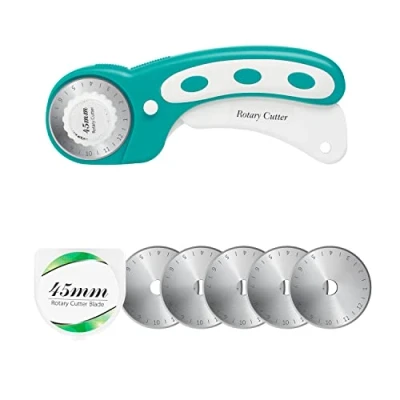 Image of 45mm Rotary Cutter with 5pcs Extra Blades, Ergonomic Handle Rolling Safety Lock for Fabric, Leather, Crafting, Sewing, Quilting, Fabric Perfect Left &amp; Right Hand